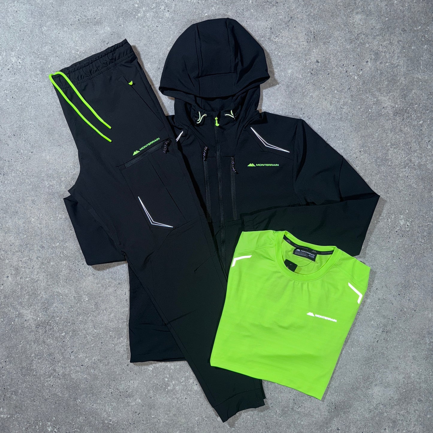 Monterrain space tracksuit set (black/neon)