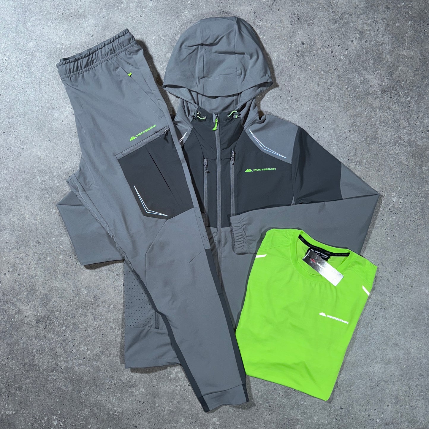 Monterrain space tracksuit set (grey/neon)