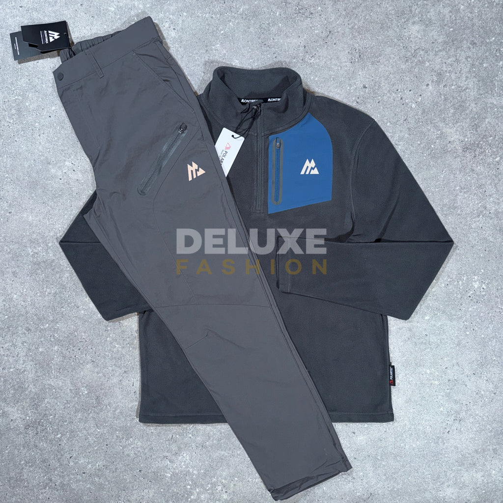 Montirex 1/4 zip fleece tracksuit (grey/blue)