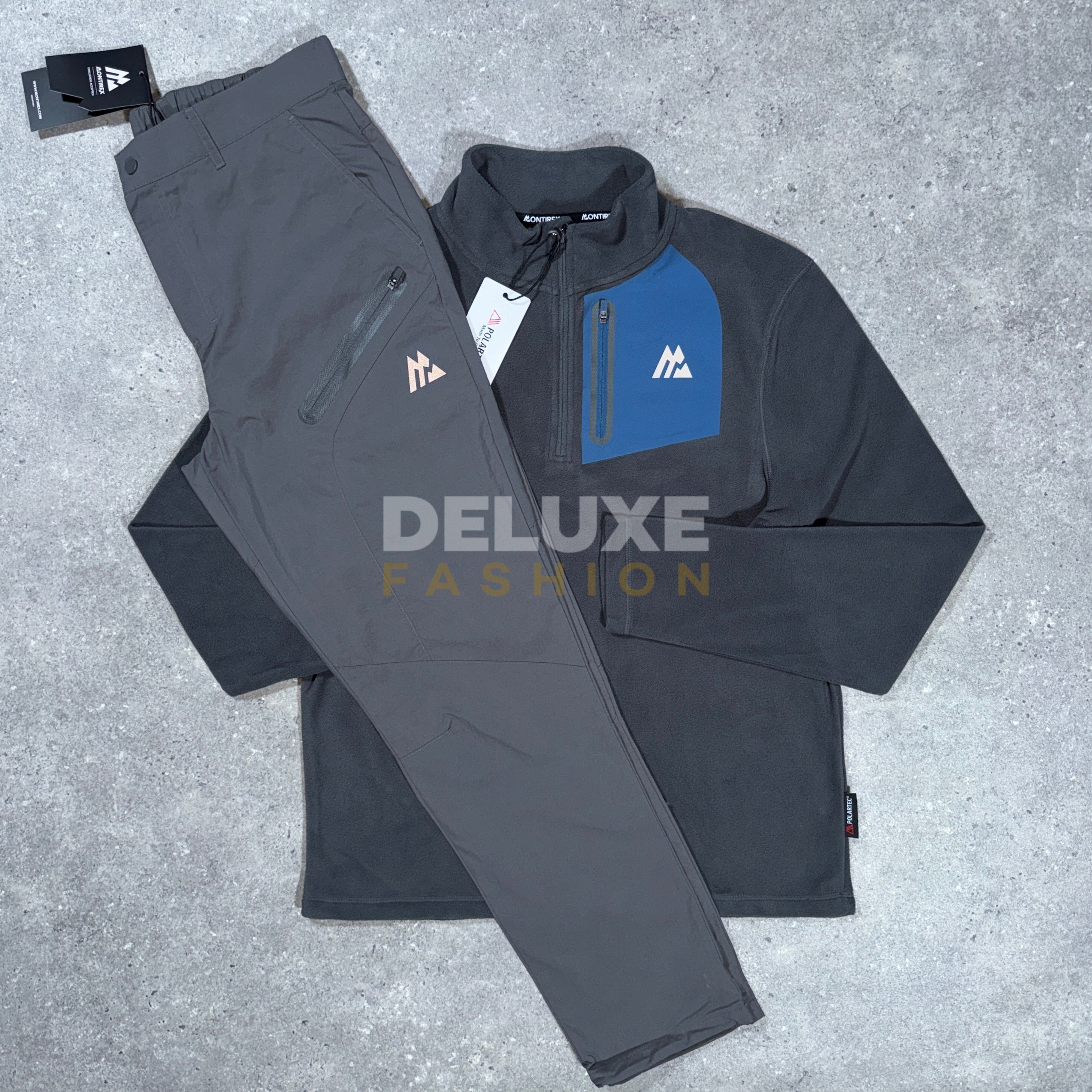 Montirex 1/4 zip fleece tracksuit (grey/blue)