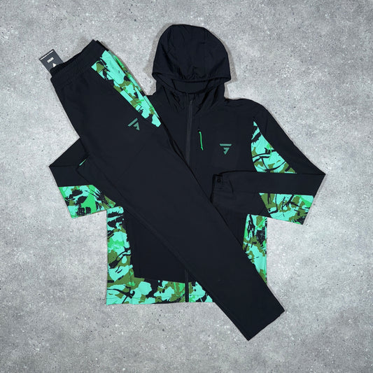 Grid camo tracksuit (black/green)