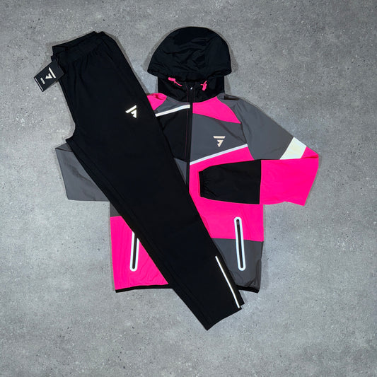 Grid patch tracksuit (pink/black)