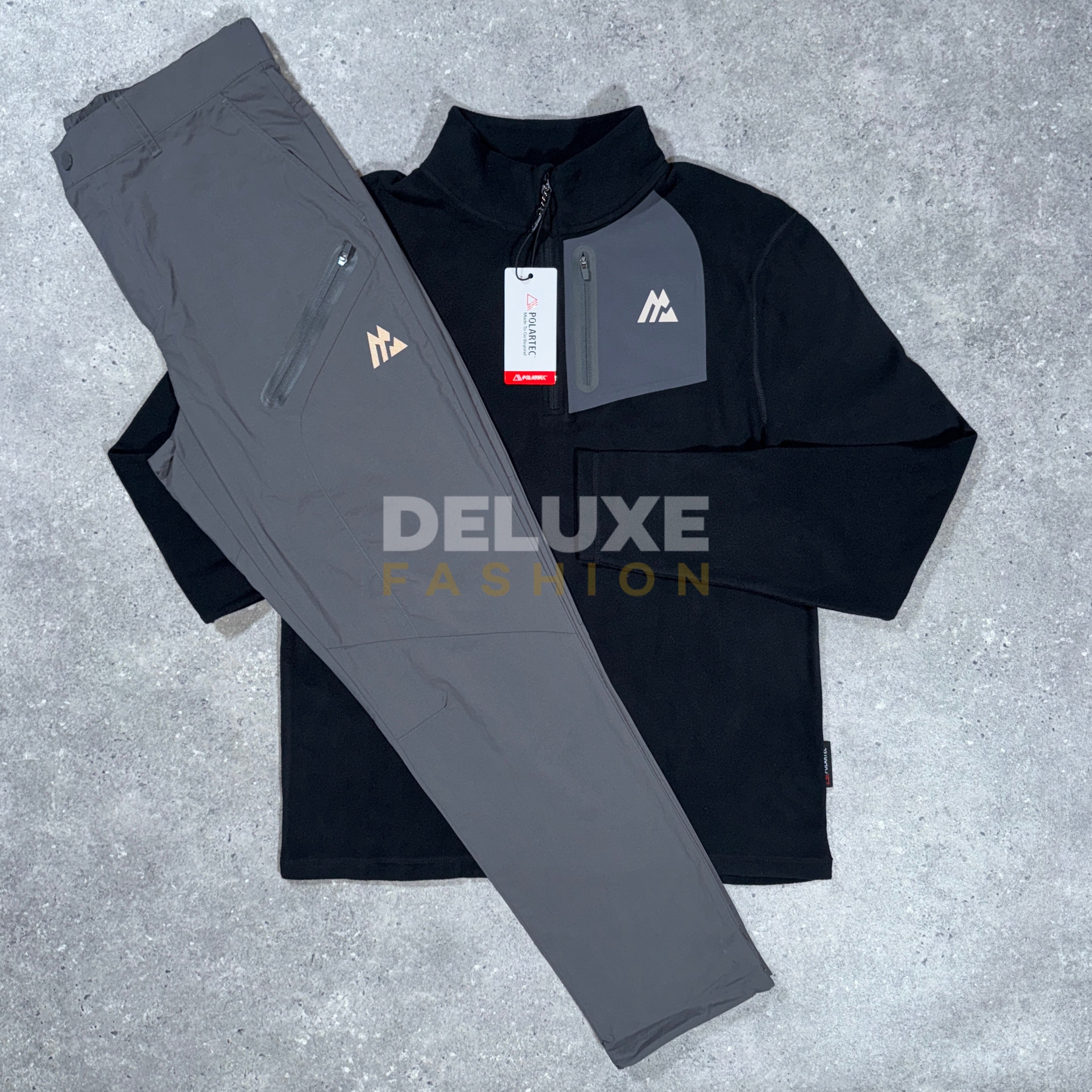 Montirex 1/4 zip fleece tracksuit (black/grey)