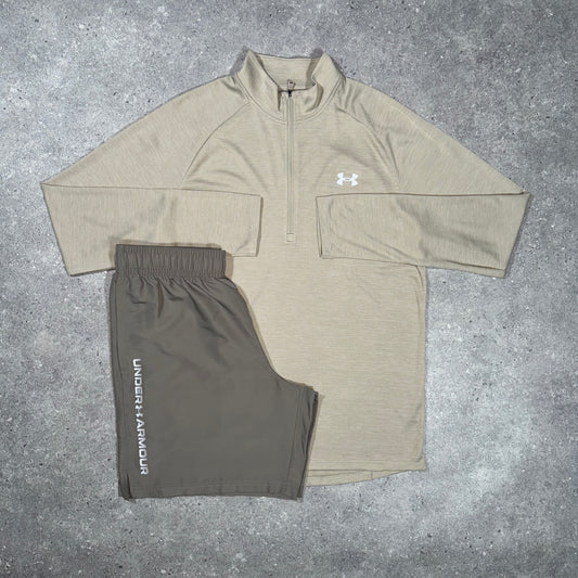 Under armour tech 1/2 zip set (beige)