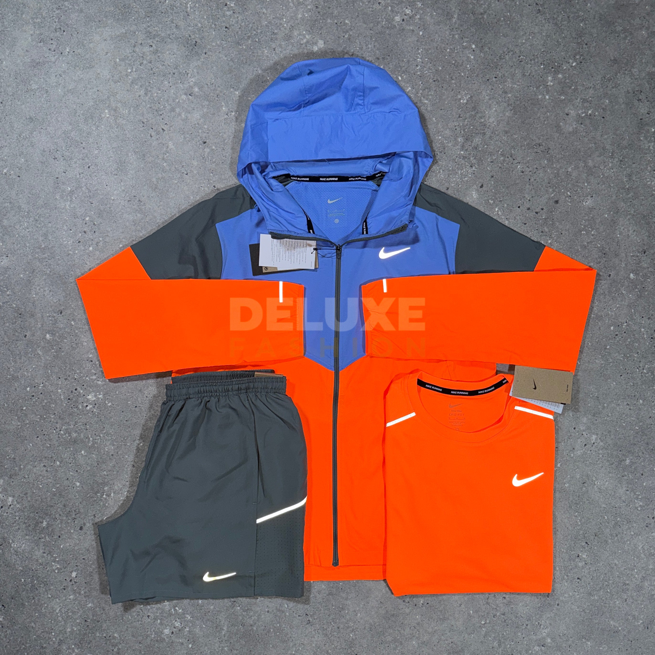 Nike uv windbreaker tri set (orange/grey)