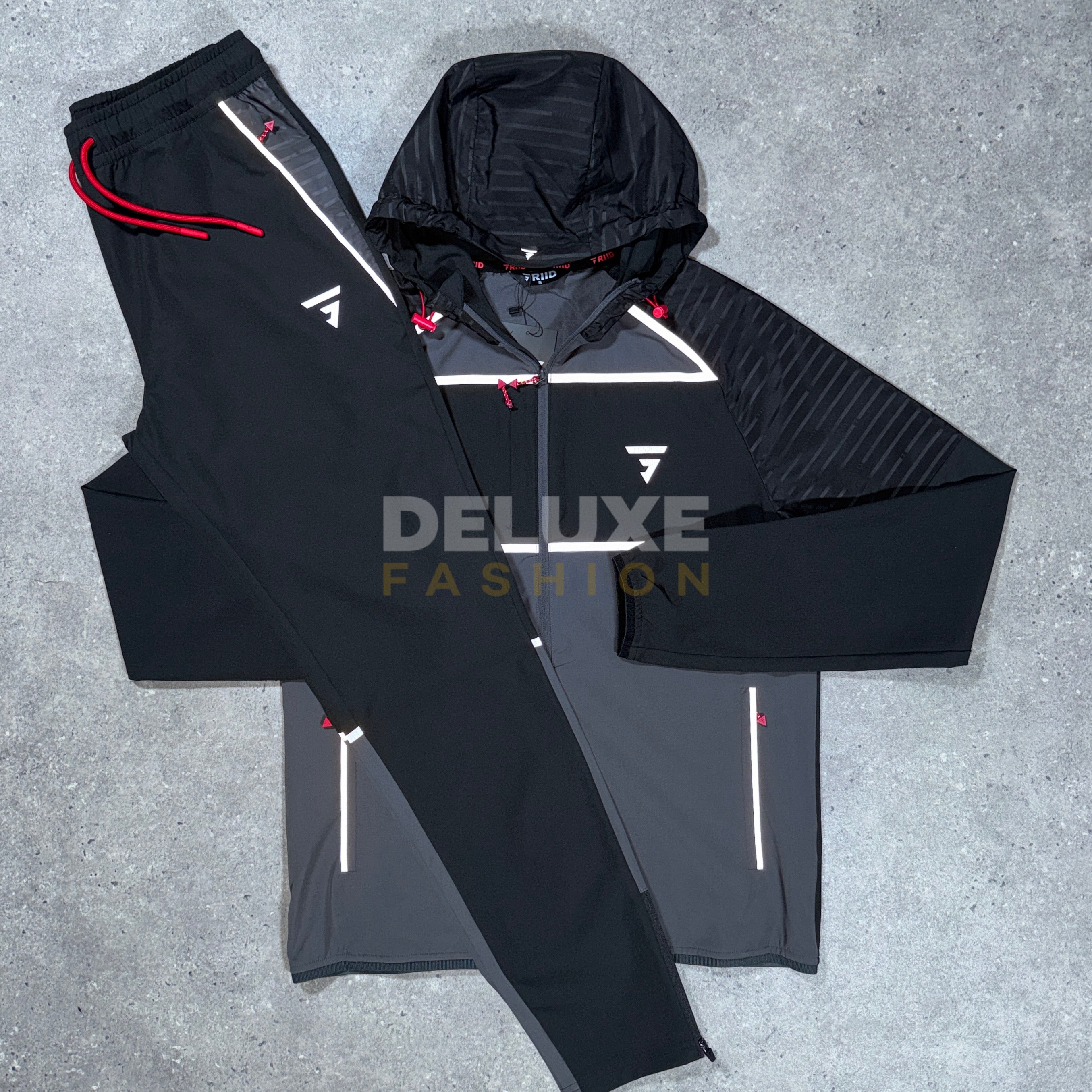 Griid delay tracksuit (black/red)