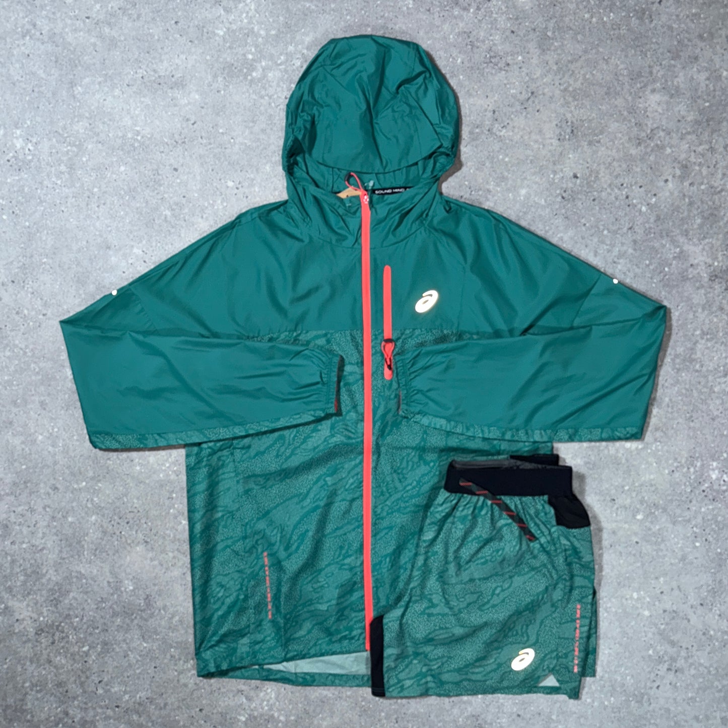 Asics fuji trail jacket set (green)