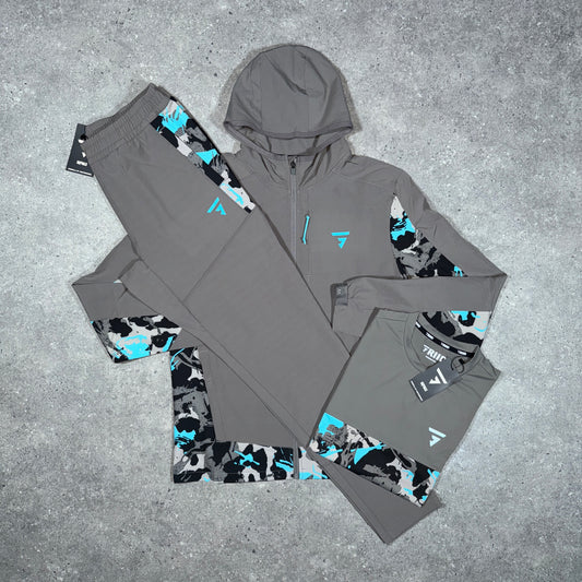 Grid camo tri set (grey/teale)