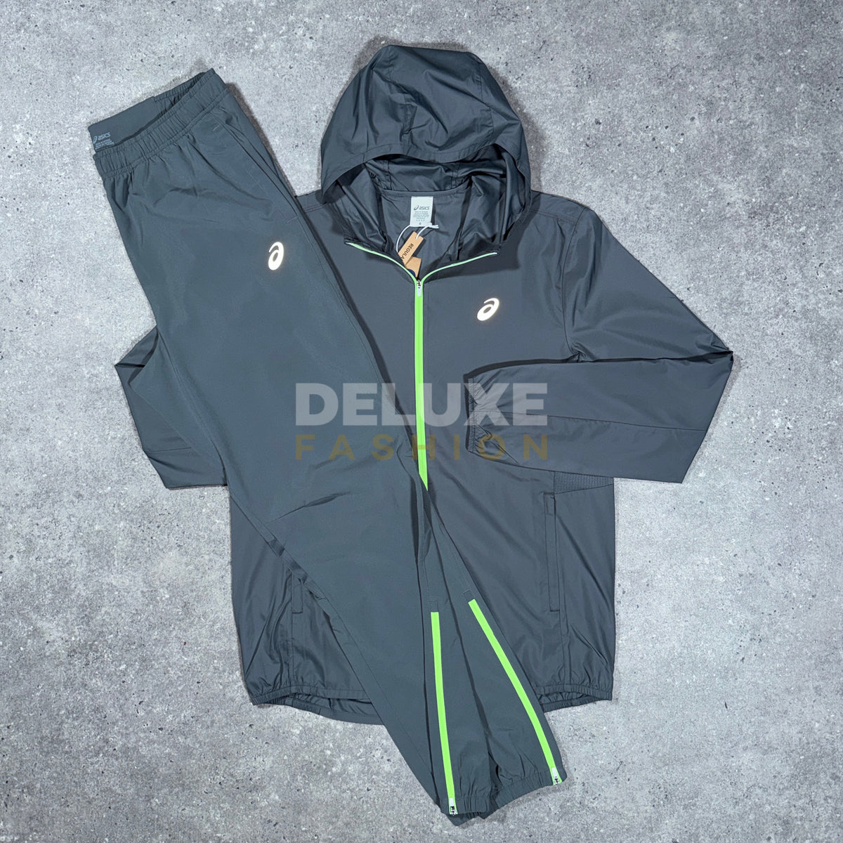 Asics Focus Colour Block jacket in black/grey