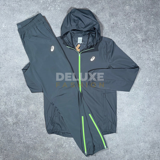 Asics Focus Colour Block jacket in black/grey