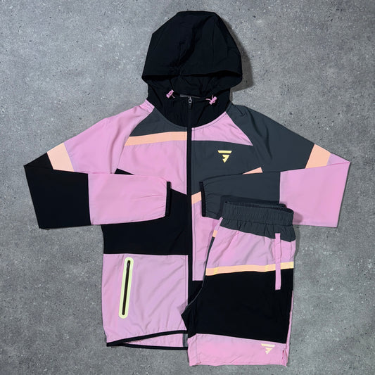 Griid panel jacket set (pink)