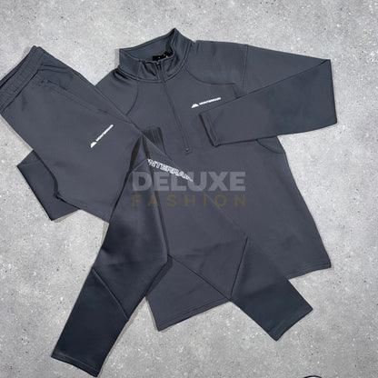 Monterrain Poly 1/4 Zip Tracksuit - Charcoal/Khaki