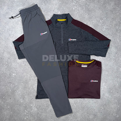 Berghaus Tech 1/4 Zip Tri Set - Grey/Burgundy