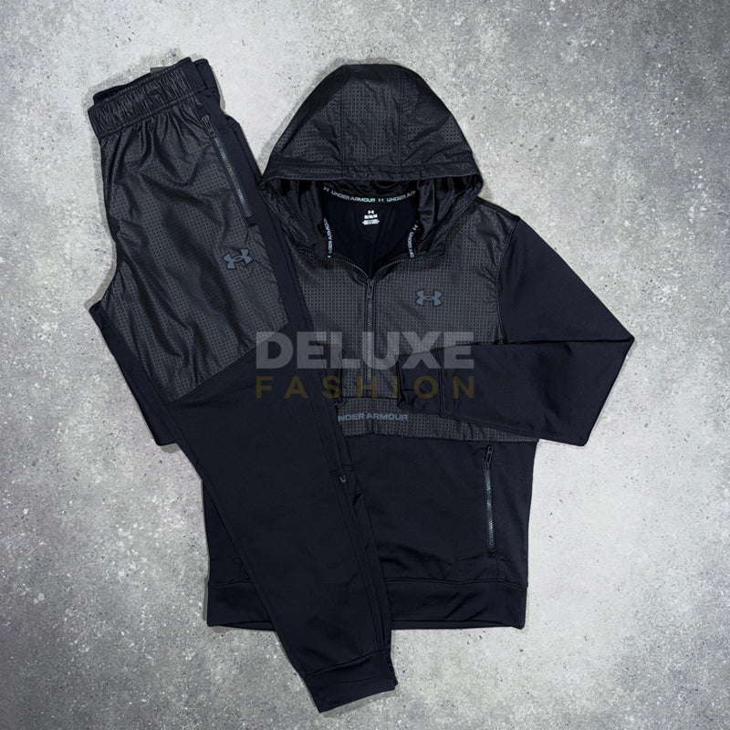Under Armour 1/4 Zip Hooded Tracksuit  – Black