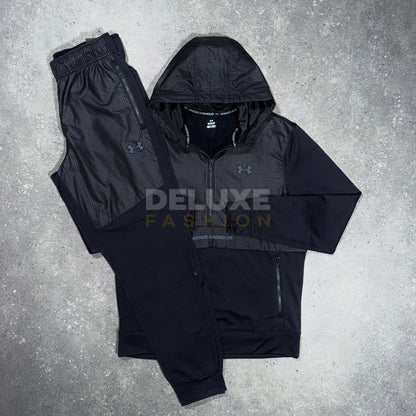 Under Armour 1/4 Zip Hooded Tracksuit  – Black