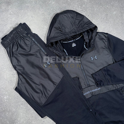 Under Armour 1/4 Zip Hooded Tracksuit  – Black