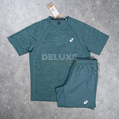 Asics Road t-shirt set in teal