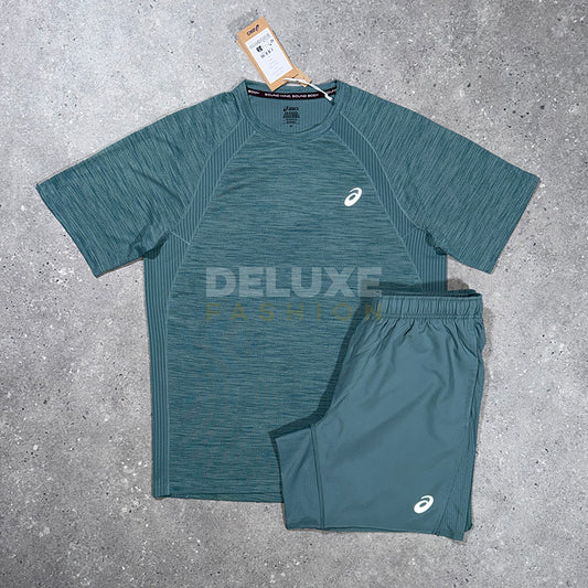 Asics Road t-shirt set in teal