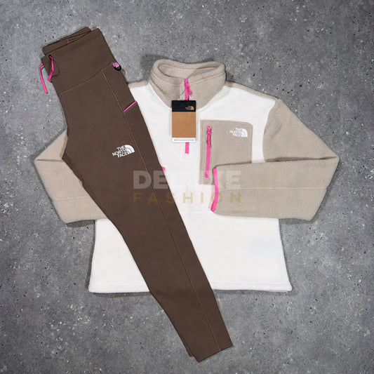 The North Face Women's 1/4 Zip Fleece Set - White/Beige
