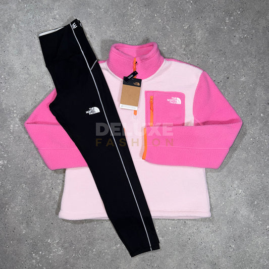 The North Face Women's 1/4 Zip Fleece Set - Pink/Black