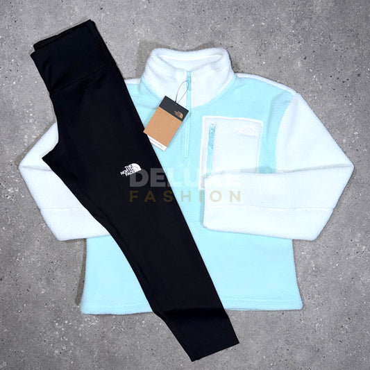 The North Face Women's 1/4 Zip Fleece Set - Sky Blue/Black