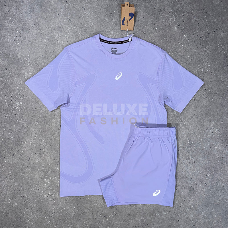 Asics Road t-shirt set in lilac
