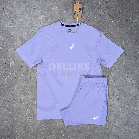 Asics Road t-shirt set in lilac