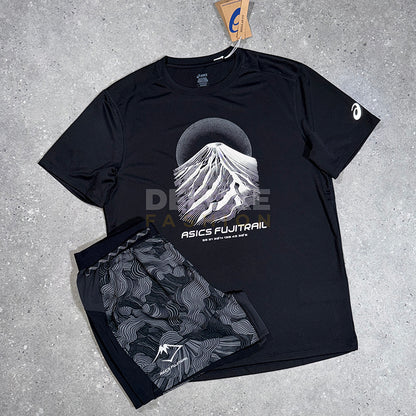 Asics Logo Short Sleeve Trail set in black – side view