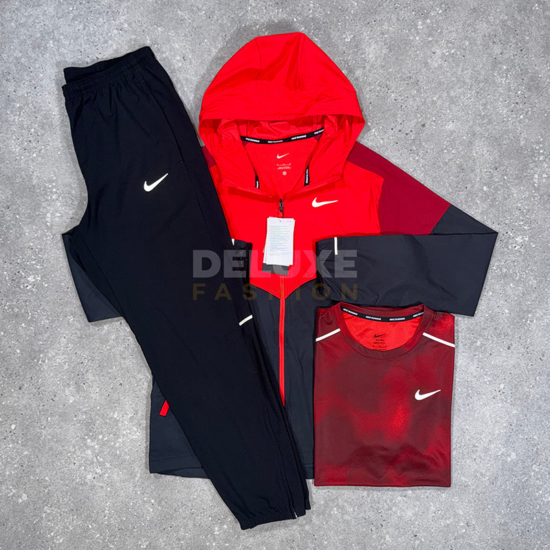 Nike UV Windrunner tracksuit set in black/red