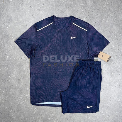 Nike Rave tracksuit set & shorts in blue/pink – side view